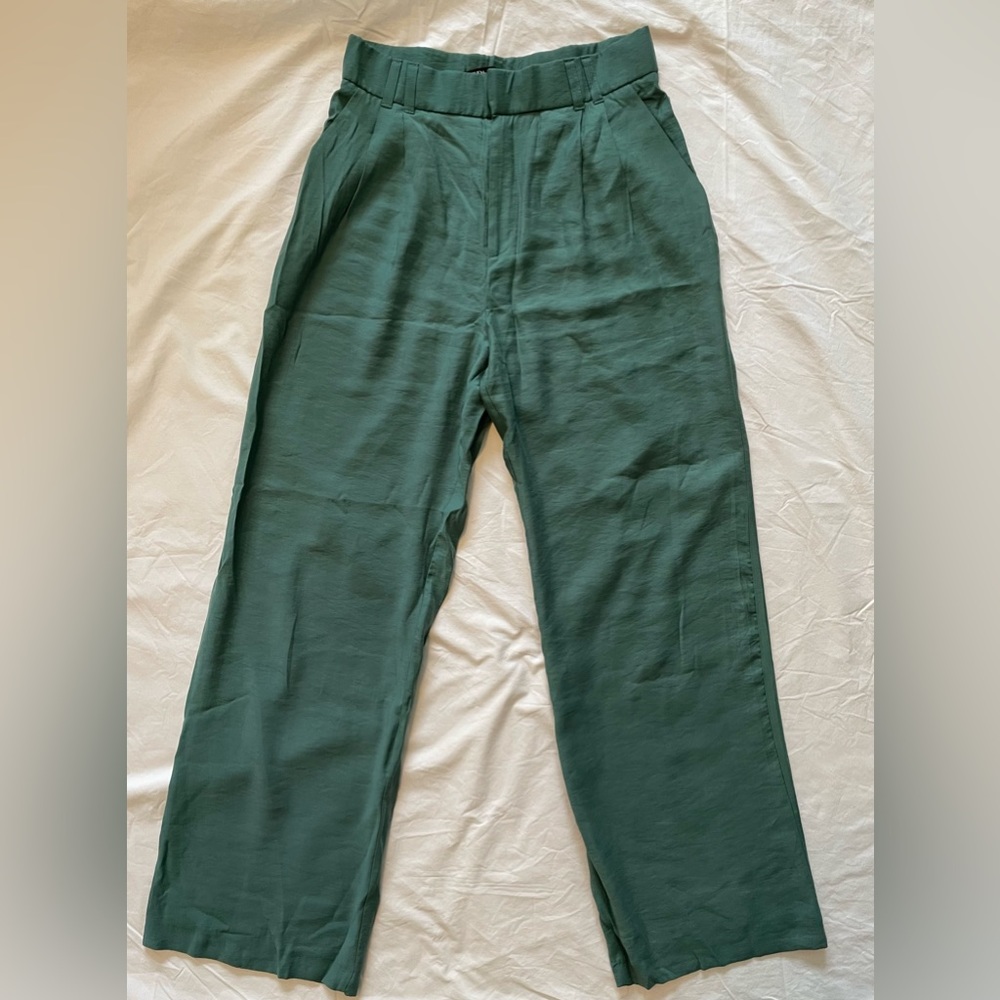 Zara Dark Green Wide Leg Trousers